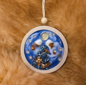 Glass / Seashell Resin Art. Coastal Ornament.